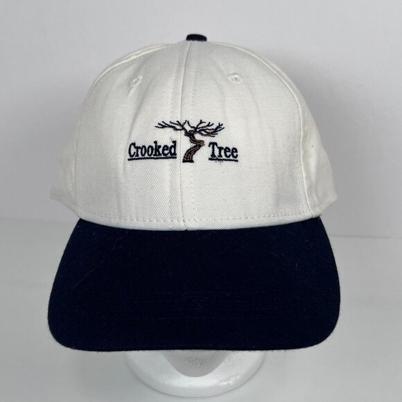 Crooked Tree Golf Club‎ White Blue Cotton Hat Adjustable Leather Strapback Cap - Picture 1 of 8